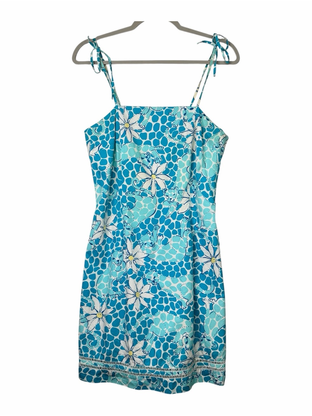 Lilly Pulitzer Vintage White Label Blue Leopard Lounge Shift Sun Dress Sz 6/8